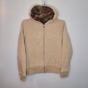 Tommy Hilfiger | Tan and Dark Brow Fuzzy Zip-up Hoodie